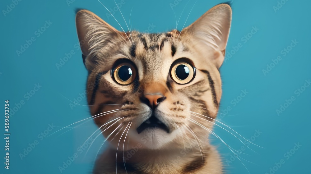 Funny and cute gawking cat - Generative AI Funny and cute gawking cat - Generative AI