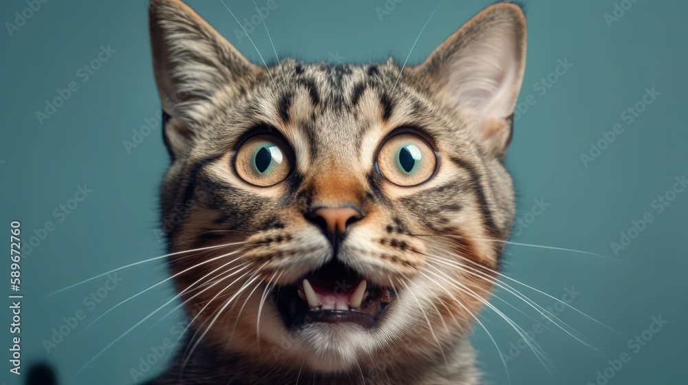 Funny and cute gawking cat - Generative AI