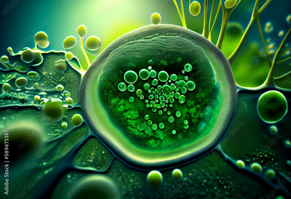 Unicellular green algae chlorella spirulina with large cells single