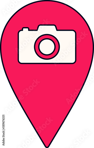 Take Photo Shoot Location Pin Travel Trip Plan Transportation Colored Outline