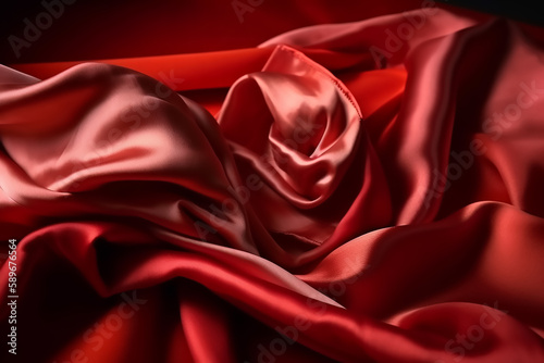 Beautiful shiny red abstract fabric background