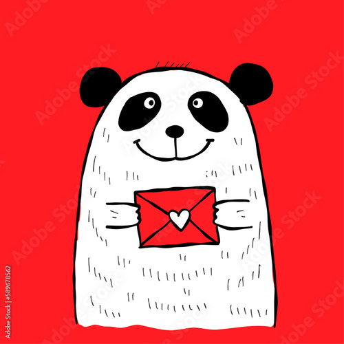 Cute bear with heart. Be my Valentine. Valentine's day banner, background, fl...