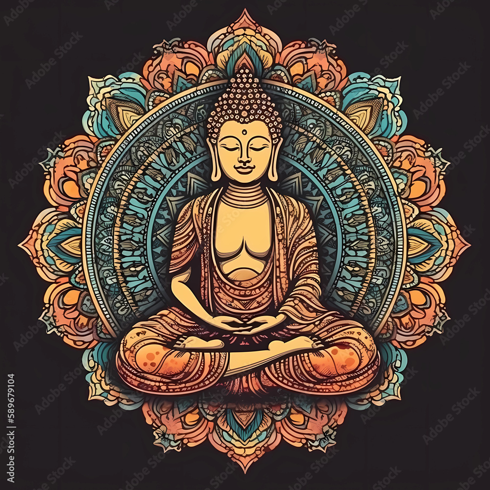 Buddha meditating. AI generation
