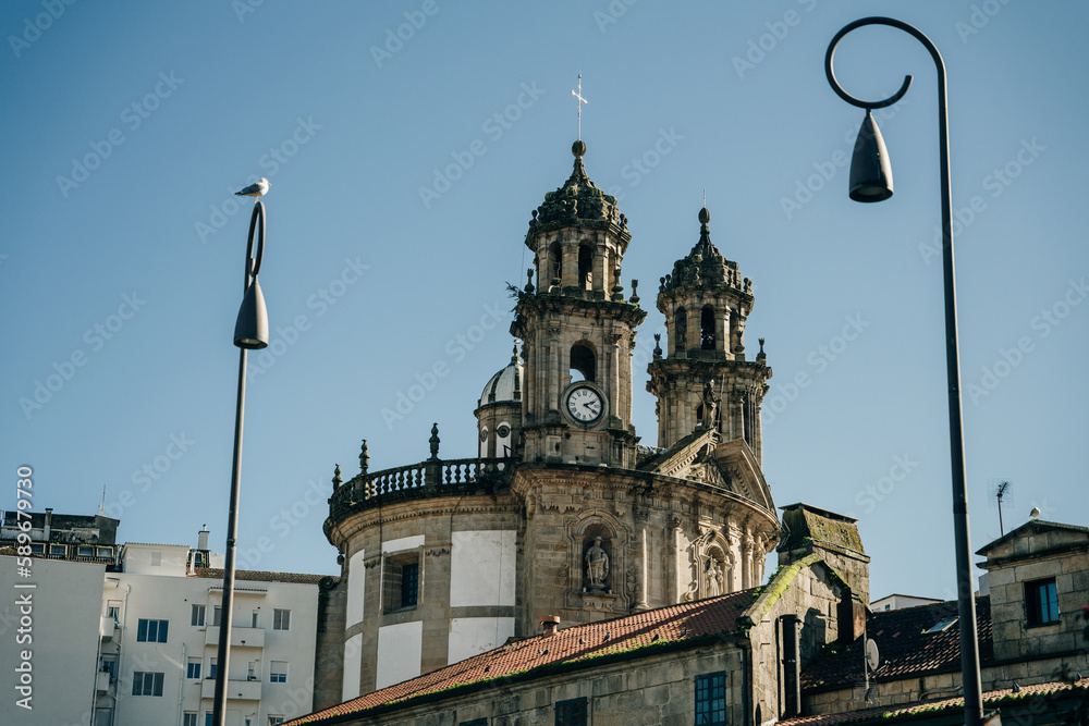 PONTEVEDRA,SPAIN - nov, 2021 - View at the Church of Virgin Mary in Pontevedra.