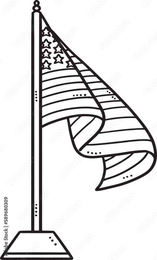 American Flag Isolated Coloring Page for Kids Stock Vector | Adobe Stock