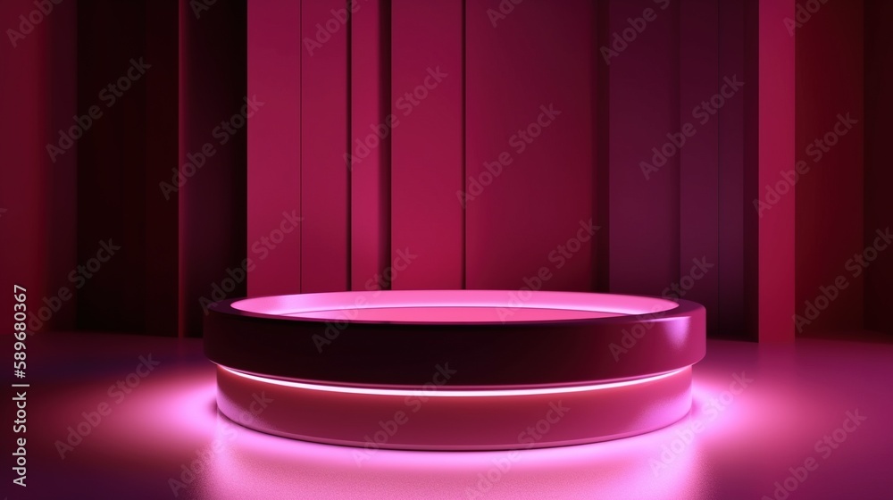 Generative AI Product Viva Magenta Minimal Scene With Geometric Podium