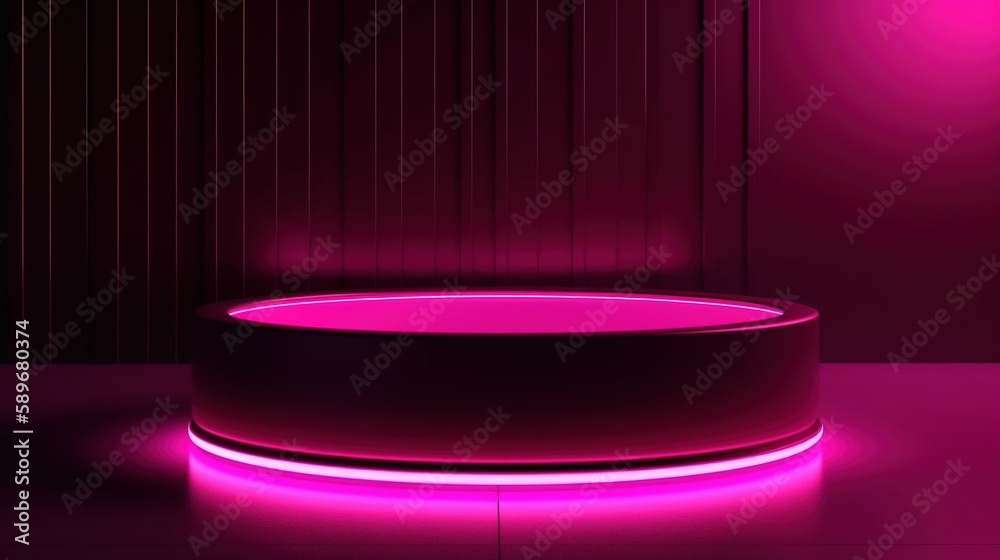 Generative AI Product Viva Magenta Minimal Scene With Geometric Podium
