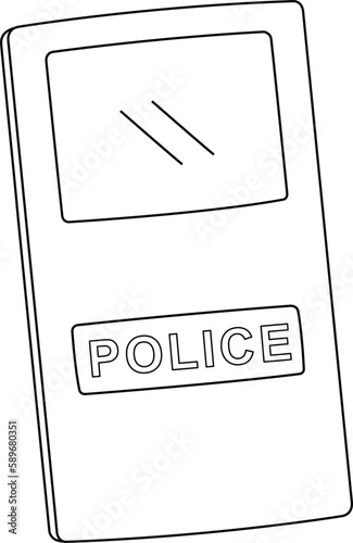 Police Riot Shield Isolated Coloring Page for Kids