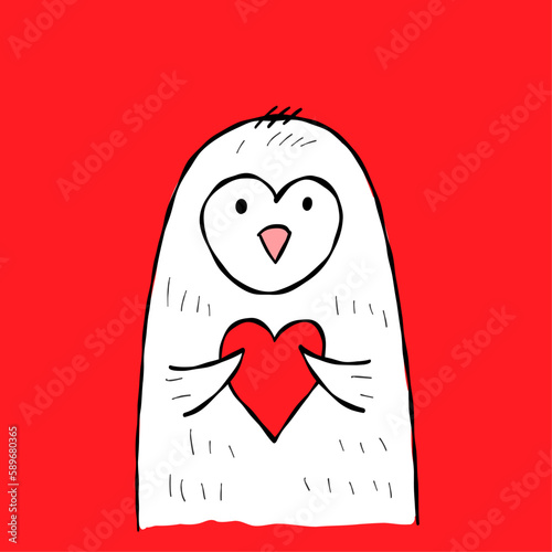 Cute penguin with heart. Be my Valentine. Valentine's day banner, background,...