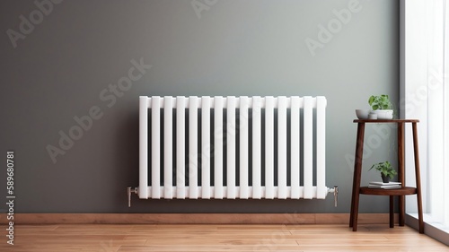 radiateur moderne blanc contre un mur - generative ai