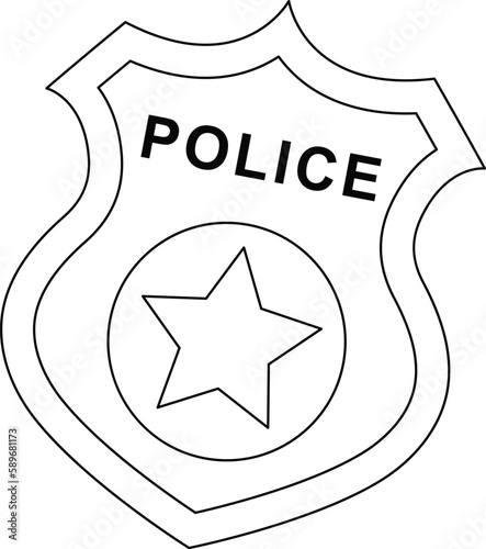Police Badge Isolated Coloring Page for Kids