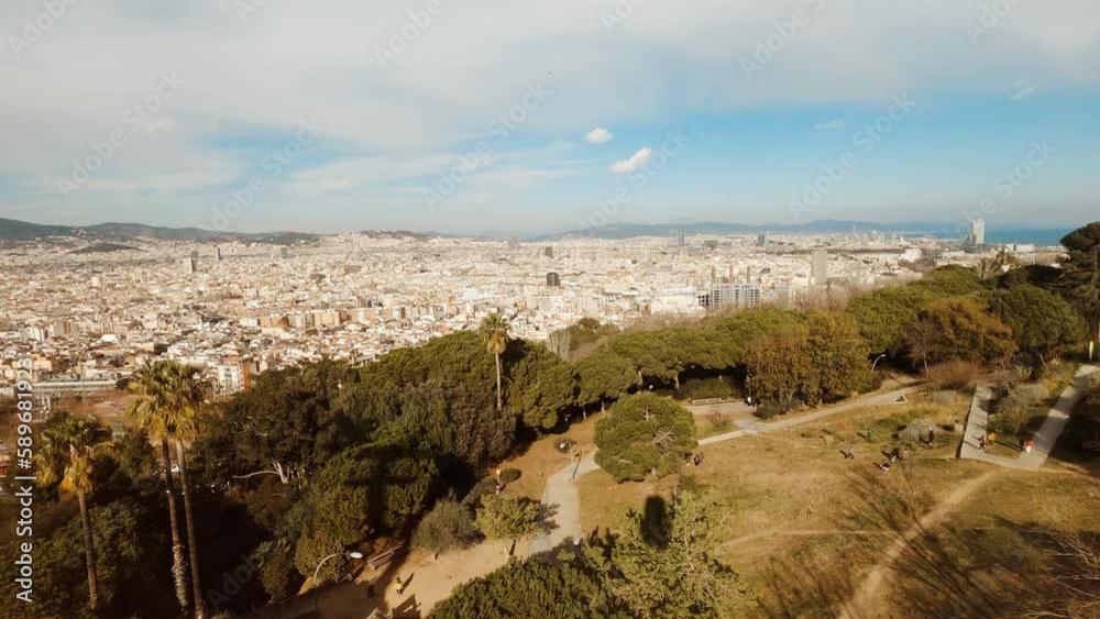 Barcelona, Catalonia, Spain seen from the Montjuic cable car featuring breathtaking views of the city skyline and surrounding landscape
Barcelona, Catalonia, Spain seen from the Montjuic cable car featuring breathtaking views of the city skyline and surrounding landscape