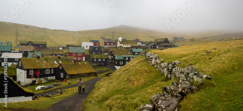 Mykines hamlet panorama photo