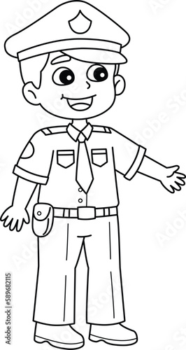 Policeman Isolated Coloring Page for Kids