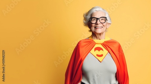 une mamie déguisée en super héro pour la fête des grands-mères - generative ai photo