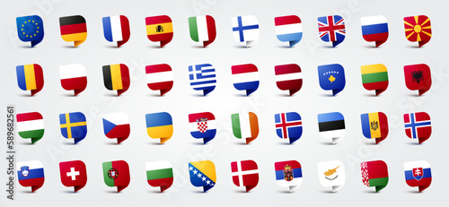 European Speech Bubble Flag Set © Black White Mouse