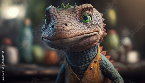 Cute animated crocodile, generative AI