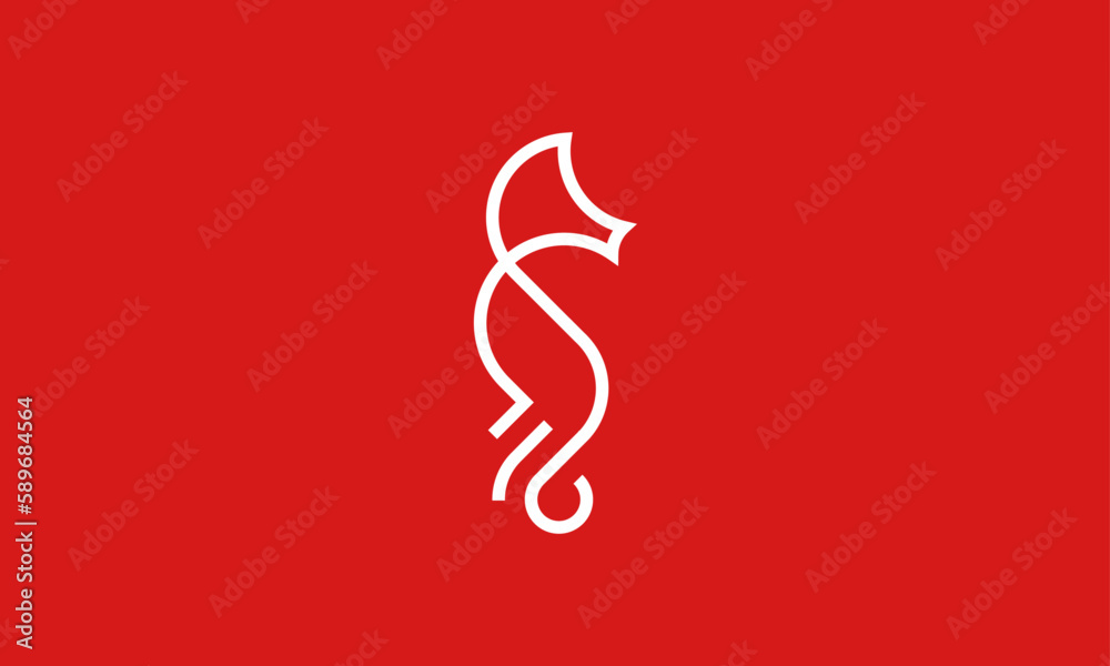 Obraz premium Creative Vector Illustration Business Logo Design. Seahorse Lines