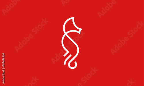 Creative Vector Illustration Business Logo Design. Seahorse Lines