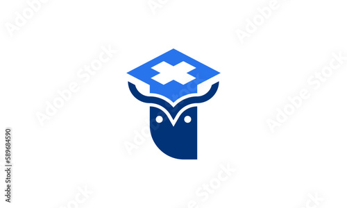 Creative Vector Illustration Business Logo Design. Owl Medical Combination