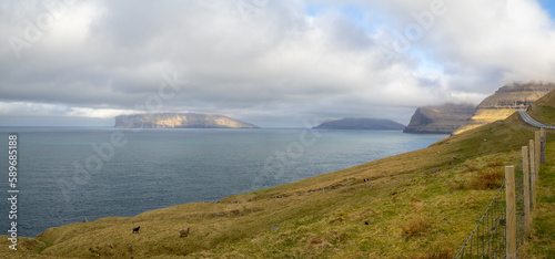 Fugloy and Svínoy islands seen from east Vidoy photo