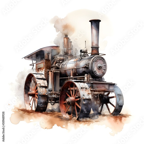 steam tractor isolated on a white background