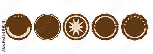 Round badge, label, and background, visual elements commonly used to add information, branding, or aesthetic appeal to products, websites, or print materials. Vector set.