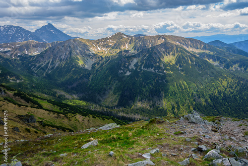 Mountain landscape with a panorama view of the peaks