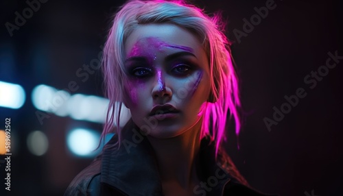 Cyberpunk girl living in a neon city. © Royal Ability