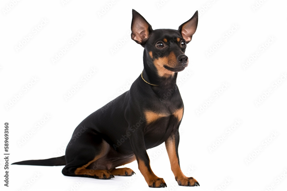 Adorable Miniature Pinscher: A Small Dog with a Big Personality on White Background