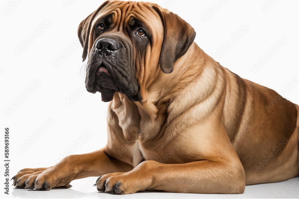 Majestic Mastiff Dog on a White Background - A Captivating Portrait of a Loyal and Protective Companion