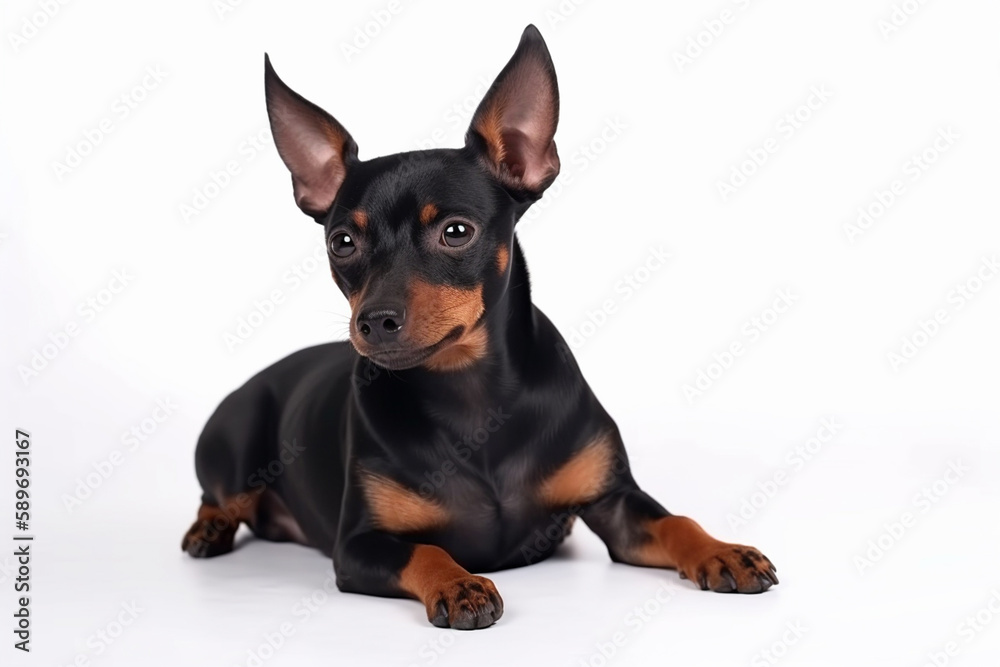 Adorable Miniature Pinscher: A Small Dog with a Big Personality on White Background