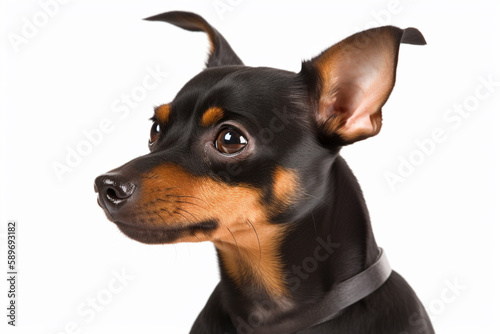 Adorable Miniature Pinscher: A Small Dog with a Big Personality on White Background © ThePixelCraft