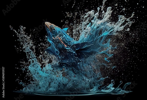 blue water splash. Generative AI