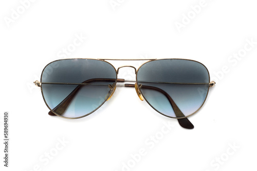 Aviator sunglasses isolated on white, top view