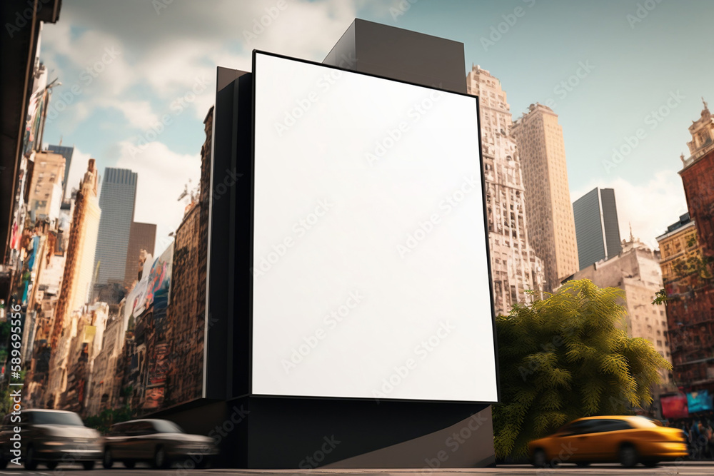 A futuristic city with billboards A futuristic city with billboards