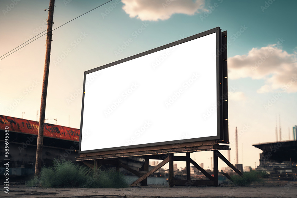 A futuristic city with billboards A futuristic city with billboards