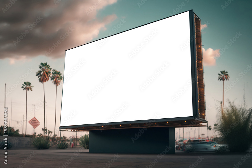 A futuristic city with billboards A futuristic city with billboards