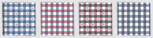 Vichy checkered seamless pattern set. British lumberjack plaid check textile print