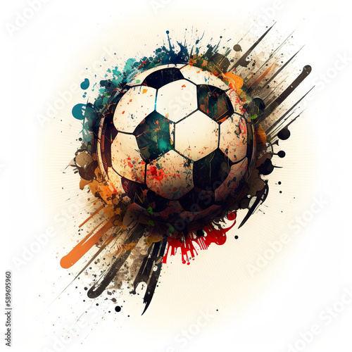 soccer ball on splashes background