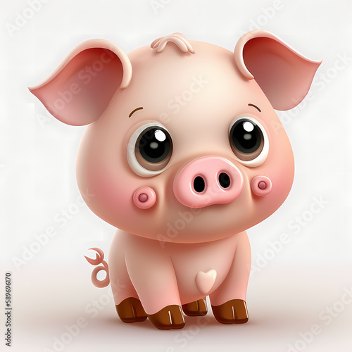 pig cartoon animal isolated on white background. Generative AI