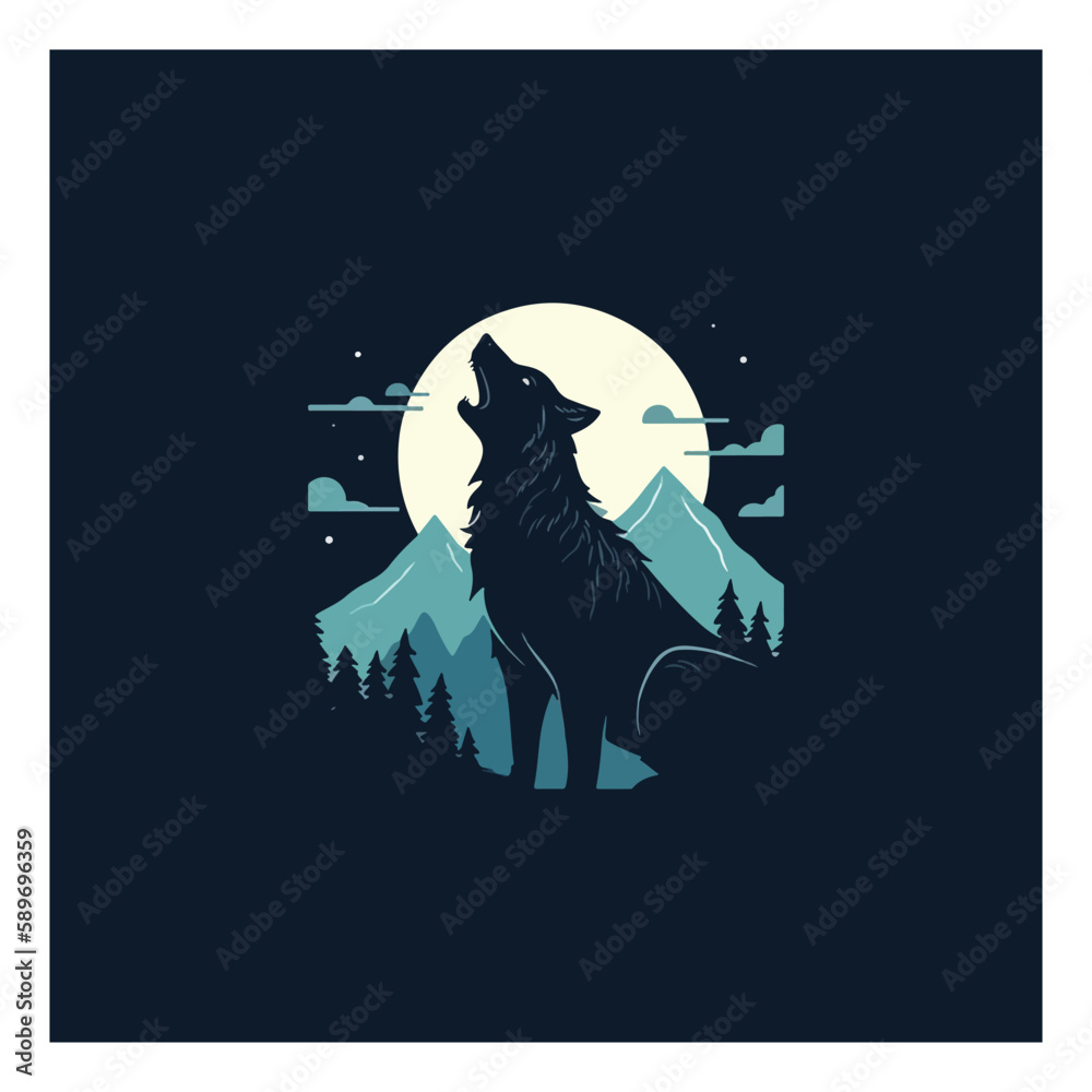 wolf vector logo, eps. 10 editables