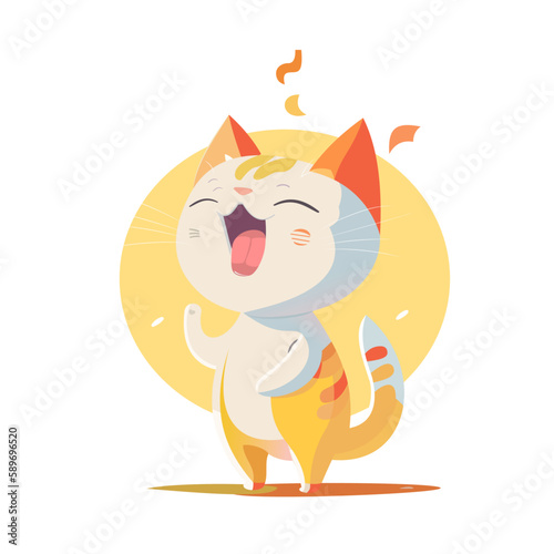 Vector illustration of a cat download. Screaming cat. Meowing cat. Funny cat