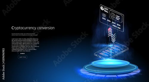 International currency transfer, payment via smartphone, contactless payment. The exchange of bitcoins to dollars. The currency conversion process. 