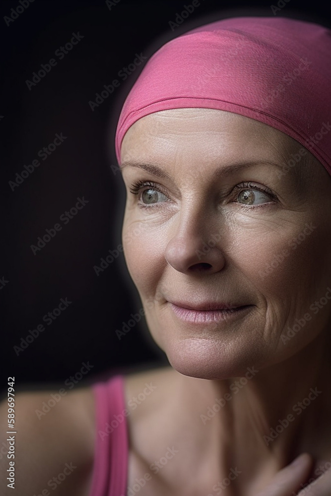 Themed image of woman with pink colour, fighting breast cancer and chemotherapy Themed image of woman with pink colour, fighting breast cancer and chemotherapy