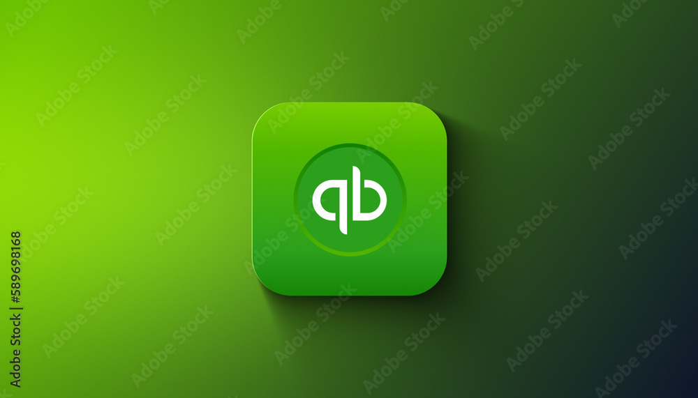 Agadir, Morocco - April, 2023: In this photo illustration QuickBooks Accounting application is displayed on gradient background