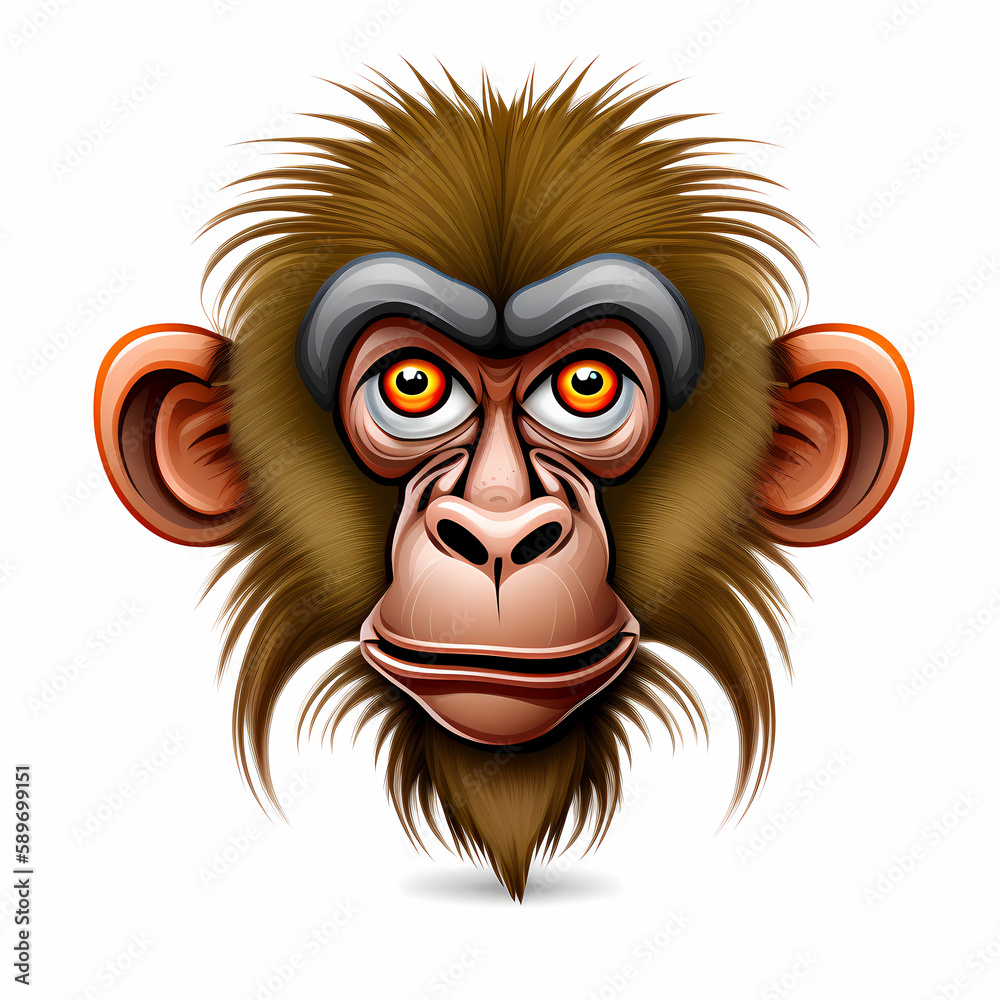 Monkey Cartoon Illustration. Generative AI