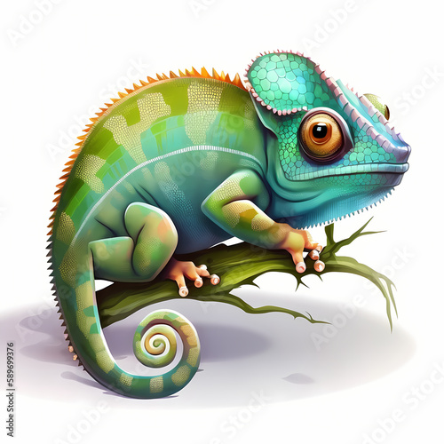 Chameleon cartoon. Generative AI © Darwis