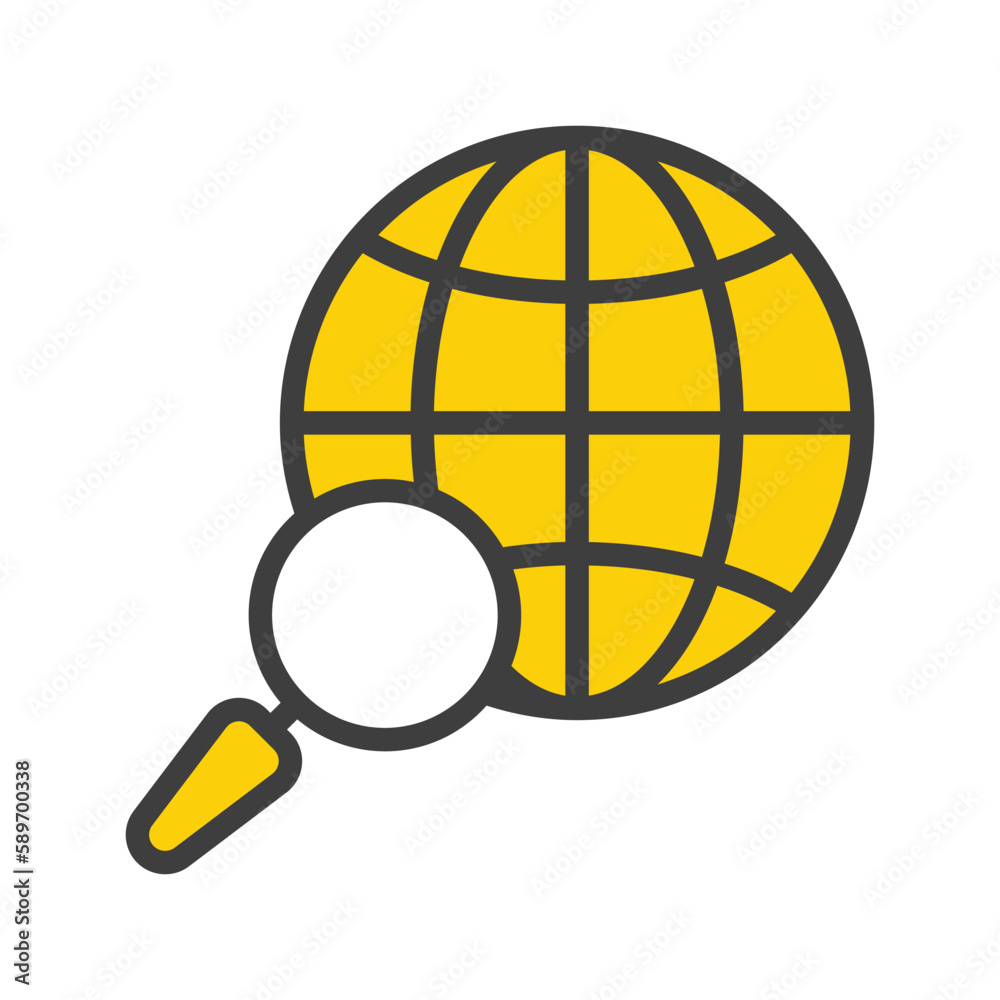 Global icon with white background stock illustration