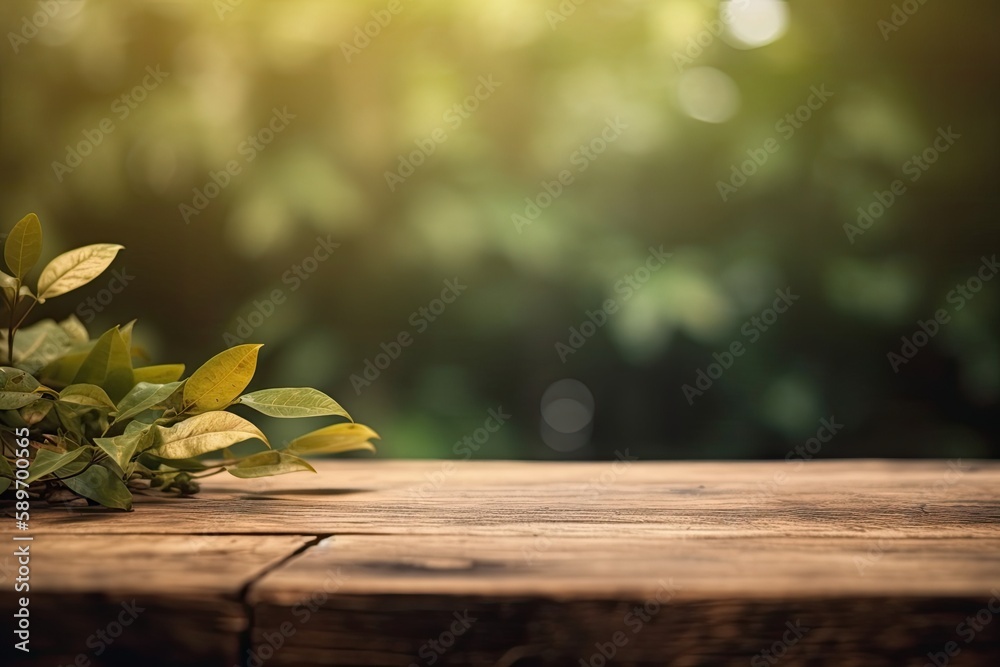 plant on a wooden table. Generative AI plant on a wooden table. Generative AI